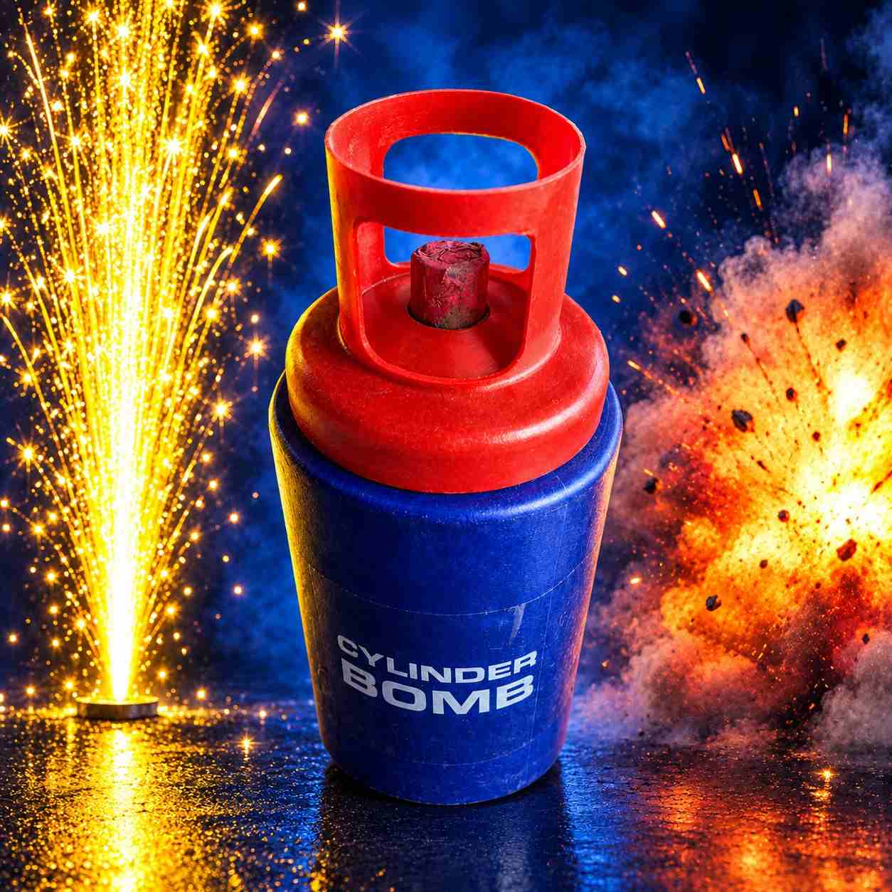 Cylinder Fountain with Bomb 